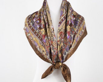 1970s India Elephant Large Square Scarf by Betmar