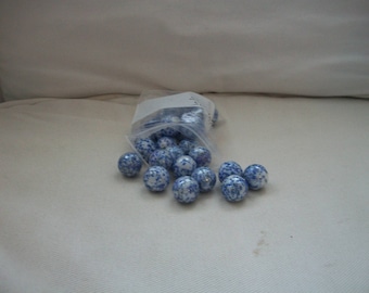 Vintage Toy Cobalt Blue And White Glass Marbles