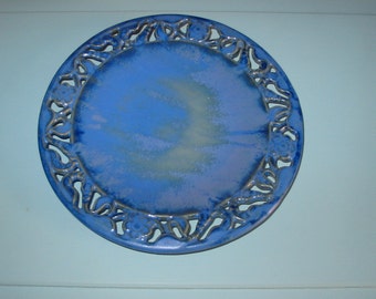Oriental Pierced Decorative Plate-Blue-1988 Numbered