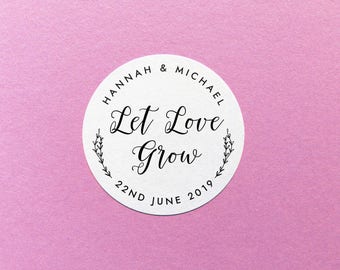 Custom Let Love Grow Stickers, Simple Wedding Favour Label, Seed Packet Stickers, Floral Let Love Grow Label, Wedding Seed Sticker Botanical