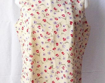 Top / Top, without sleeve, beige background, flowers, T F 42 / 44, US 33, UK 14 / 16.