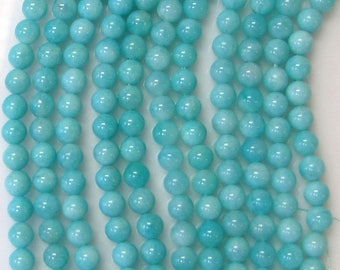 Peruvian Amazonite Strand Unstrung, 6mm Round Beads , 16"