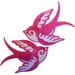 Pair Pink White Iron Sew On Swallow Patch Clothes Embroidered Badge Bird Biker