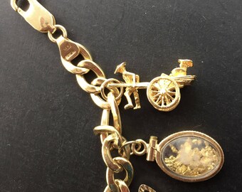 Vintage 14K Gold Charm Moveable Parts Rickshaw Marked 585