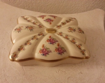 Ceramic Trinket Box with Floral Pattern