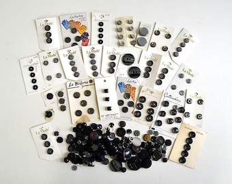 vintage black gray button card lot vintage sewing notions buttons collectible buttons