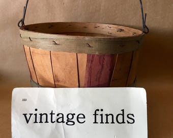 Vintage Woven Apple Picking Basket Shabby Chic