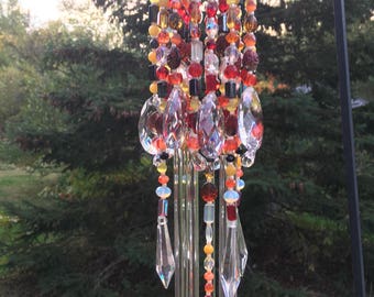 The Fall Crystal Glass Wind Chime Handmade One Of A Kind