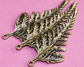 4 pcs of Antique Brass leaf pendant 62x28mm