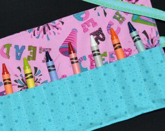 Cheerleader Crayon Roll - Birthday Party Favors - Gift - cheerleader gift - Crayon Holder - Crayons