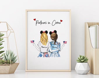 Personalized Unique Best Friends Wall Art - Partners in Crime