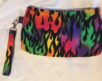 Multi Color Flame Wristlet Clutch