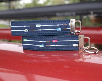 Crew Key Chain / Oar Keychain / Rowing Keychain / Rowing Key Fob / Rowing / Crew Rowing / Rowing Oar / Woven Ribbon / Boys in the Boat