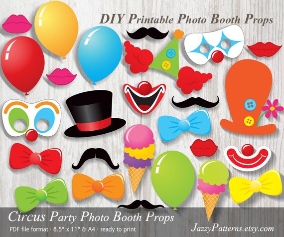 DIY Circus Party printable photo booth props carnival party