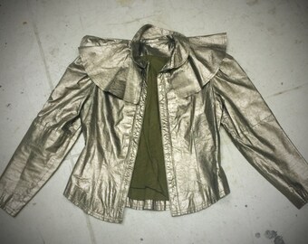 Metallic Space age Edwardian Leather Fantasy jacket -medium