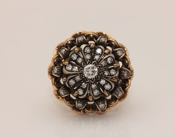 Handmade 14k gold brilliant handmade decorated victorian ring