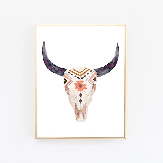 Items similar to Cow Skull Decor, Cow Skull Wall Art, Tribal Nursery