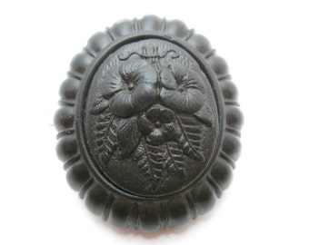 Victorian Mourning Brooch | Antique Victorian Brooch | Mourning Pin | Horn Brooch Pin | Black Brooch Pin | Victorian Brooch | Estate Pin