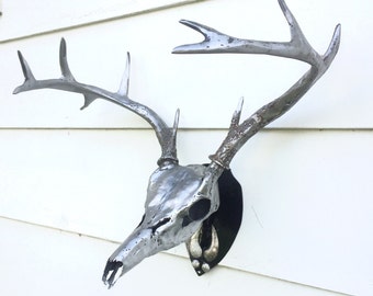 Hand Forged European Mount Metal Deer Head Sculpture