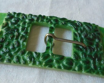 VINTAGE Texture Green Plastic Belt Buckle