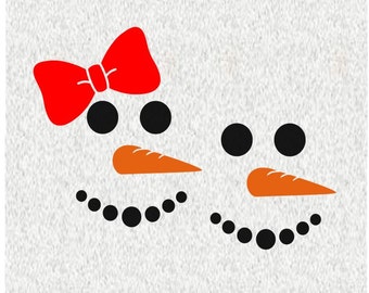 Cute Snowman Face; SVG, DXF, PS, Ai and Pdf Digital Files for Electronic Cutting Machines
