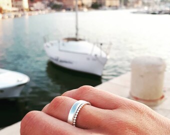 Beaded silver ring - Stacking ring - Silver ring - Beaded ring - Plain ring - Band ring - Handmade Jewellery - Bespoke - Made to measure -