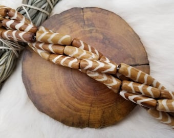 Buffalo Bone Tube Beads, 1 Inch, 16" Strand