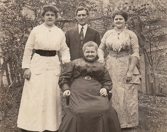 Original Vintage RPPC Photograph Man Women Pose Outdoors 1900s-10s