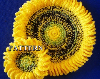 Sunflower crochet pattern sunflower doily crochet pattern sunflower coaster crochet pattern sunflower pattern flowers OlgaAndrewDesigns051