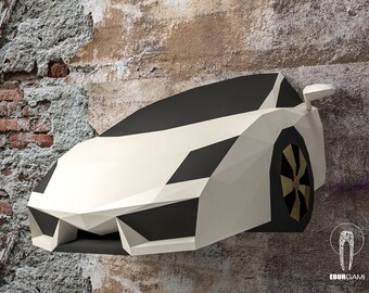 Car Papercraft, Lamborghini Gallardo 3D Papercraft, Build Your Own Low Poly DIY Paper Sculpture Mask DIY Gift, Wall Decor home, Eburgami
