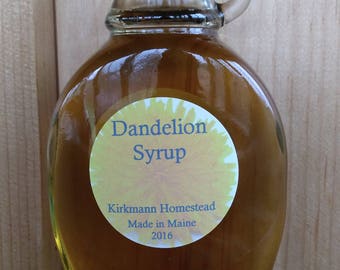 Dandelion Flower Syrup -Kirkmann Homestead -Made in Maine -Tastes like Honey -Tea Sweetener, Icing flavoring, Toast, Oatmeal, Yogurt Topping