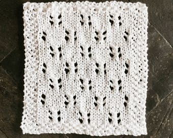 pdf Knitting Pattern for "Birthday Dishcloth" -- PATTERN -- Dishcloth Facecloth Washcloth Lace Knitting Pattern
