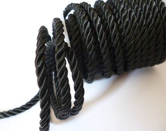 5 mm Black Braided Silk Cord_PP01244557453_ BRAIDED/ Black Cord_of 5 mm_bobbin OF 6 meters _6/56 yards