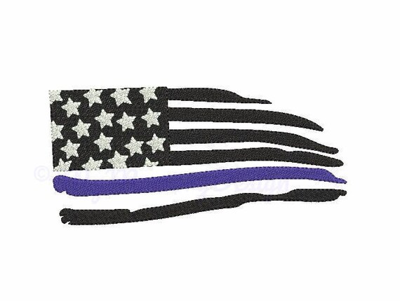 Thin blue line embroidery design American flag embroidery