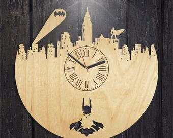 Gift For Boy, Batman Wood Wall Clock, Batman Gift For Kids, Wooden Wall Clock, Handmade Wood Wall Clock, DC Comics Art, Wall Clock Modern