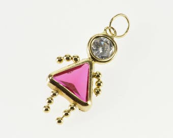 14k July Birthstone Baby Girl Cubic Zirconia Pendant Gold