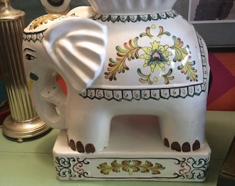Vintage Ceramic Elephant Garden Seat