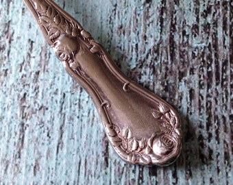 Key Ring Handcrafted Antique Silverplate Spoon Handle Rockford Silver Co ROSEMARY 1900s Upcycled Silverware Flatware
