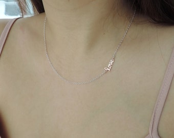 Love Wordigraphy In Rose Gold Silver Necklace E A Love In Lower Case Elegant Writing On Love Wordigraphy In Rose Gold Silver Necklace E A Love In Lower Case Elegant Writing On