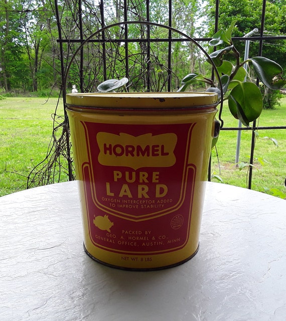 Vintage 8 lb Hormel Pure Lard Stand/Can/Bucket Austin