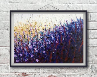 Flower Wall Art, Flower Art Print, Flower Print On Canvas, Abstract Flower Art, Purple Flowers, Modern Wall Art, Large Wall Art, Flower Art