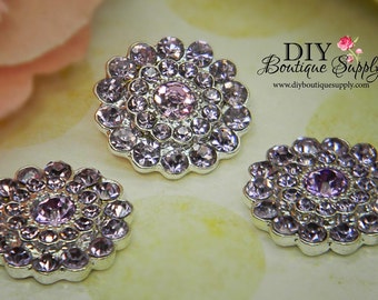 Violet Lavender Crystal Rhinestone buttons - Flatback Crystal Embellishment for flower centers - 5 pcs 22mm 317044