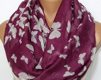 Seasonal Sales For ALL SCARVES *** Butterflies infinity scarves, spring scarf, summer scarf, autumn scarf, women scarf, loop scarf, scarf