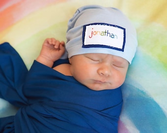 Rainbow baby, baby hat, newborn beanie, Rainbow baby hat, sleepy hat, rainbow name hat, twin hats, rainbow baby gift, rainbow preemie hat