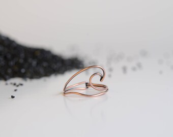 Ocean wave ring, 14k gold filled, rose gold filled, sterling silver, copper, Surf Ring, Beach wave ring, Summer Jewelry, simple wave ring