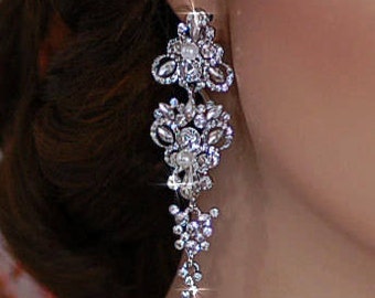 Bridal Earrings Wedding Jewelry Party Bride Crystal Dangle Accessory Maid of Honor Accessories Pageant Prom Weddings Drop Earrings 115