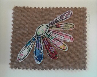 Original Textile Art Daisy Framed Picture