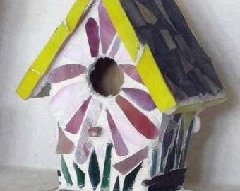 Mosaic Birdhouse-Floral Birdhouse-Birdhouse-Garden Decor-Garden Art