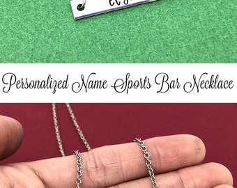 Sports Necklace Personalized Bar Necklace Stamped Necklace Name Necklace Team Gifts Softball Mom Softball Gifts Baseball Necklace Sports Mom