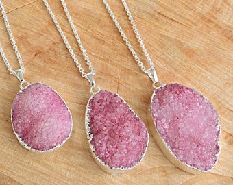 Agate Necklace, Statement Necklace, Crystal Pendant, Agate Druzy Necklace, Stone Jewelry, Boho Necklace, Geode Necklace, Womens Gift
